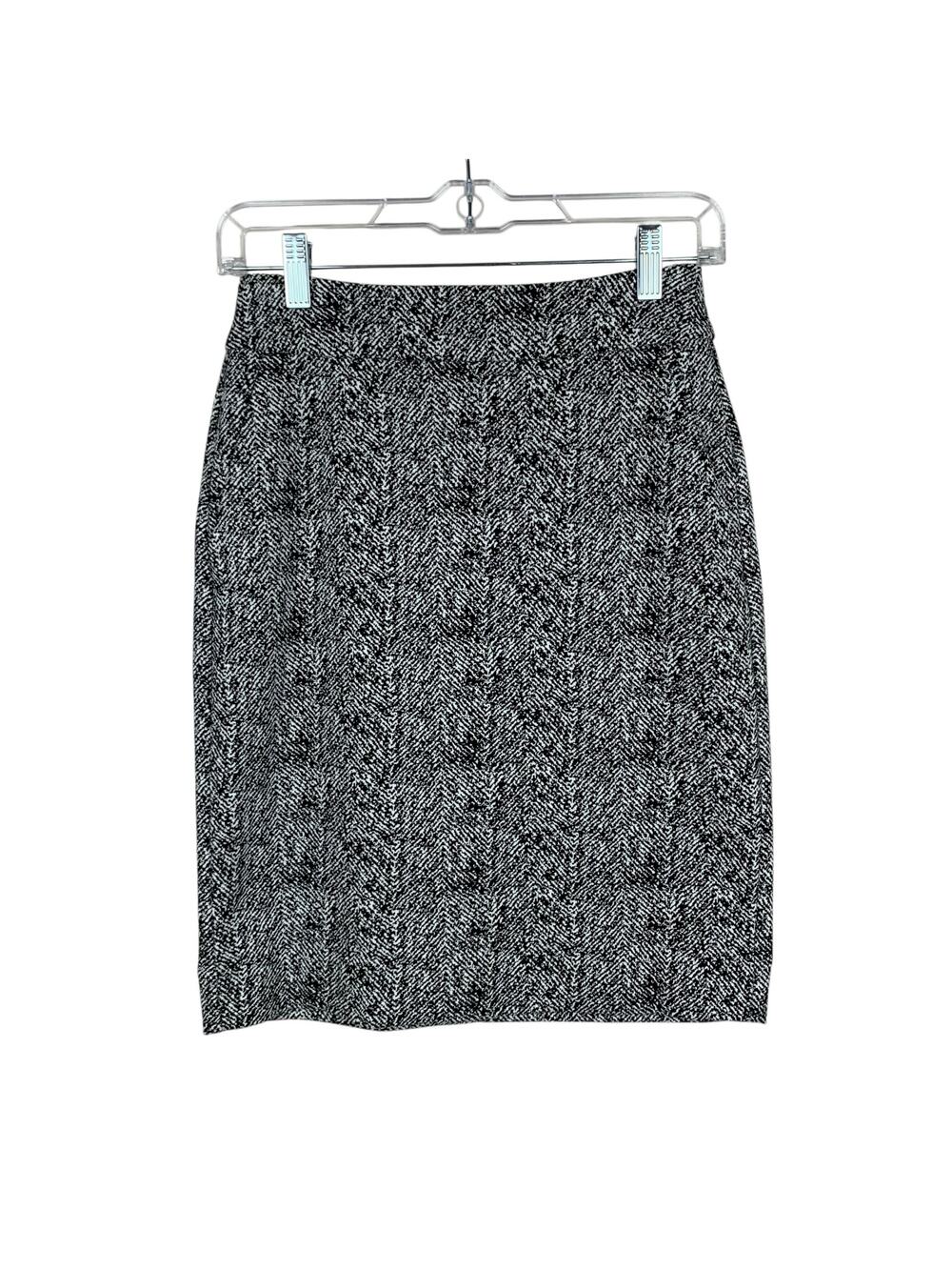 Cabi Agent Skirt Black Herringbone Pockets Pencil Knee Length 4387 Women's 00